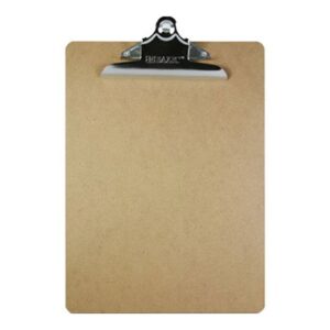 Hardboard Clipboard Standard Size w/ Sturdy Spring Clip