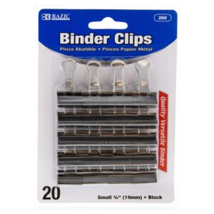 Small 3/4" (19mm) Black Binder Clip (20/Pack)