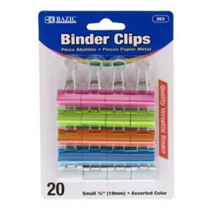 Small 3/4" (19mm) Assorted Color Binder Clip (20/Pack)