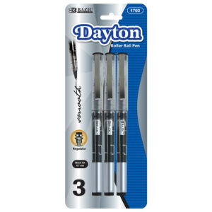 Dayton Black Rollerball Pen with Metal Clip (3/Pack)