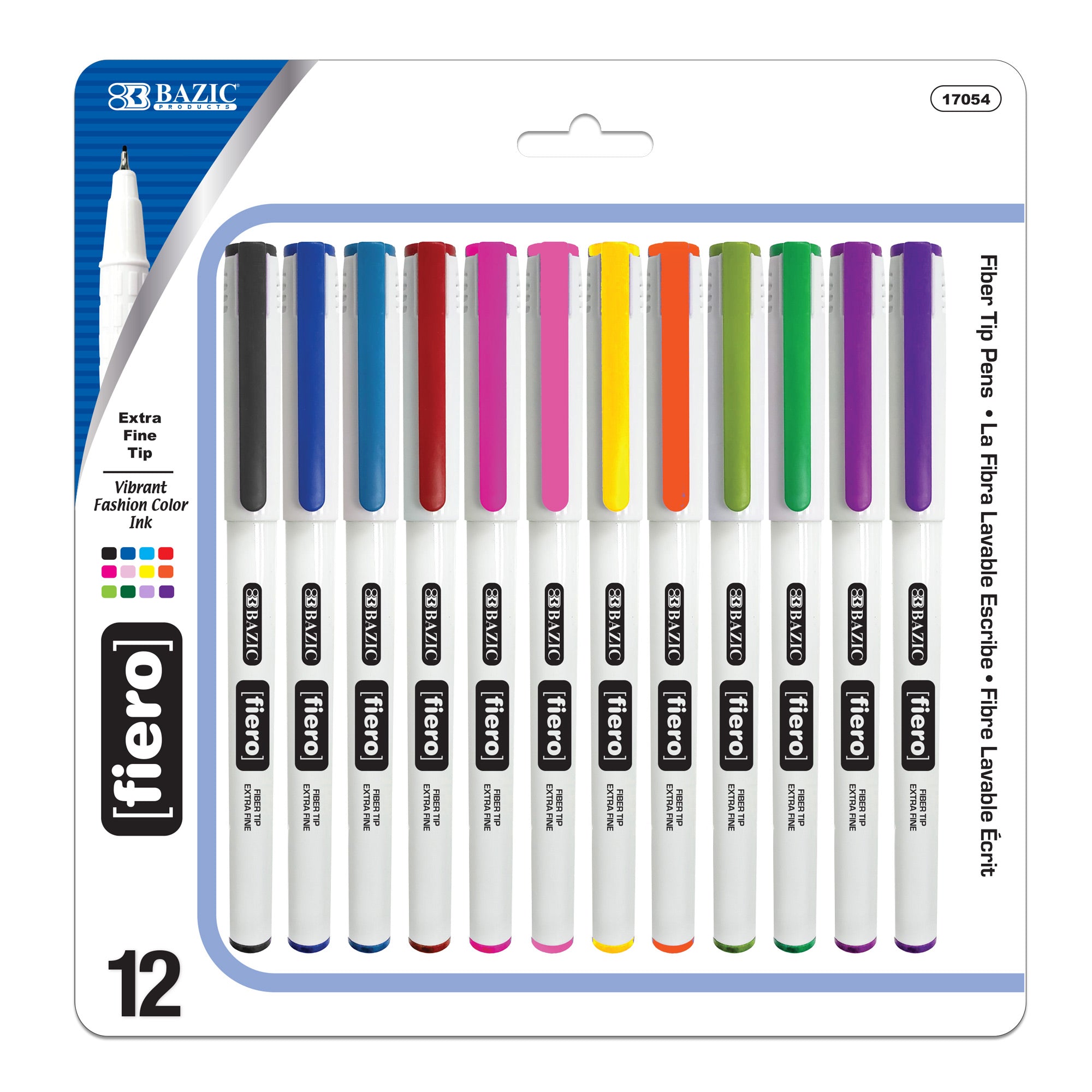 Fiero Assorted Color Fiber Tip Fineliner Pen 12 Color