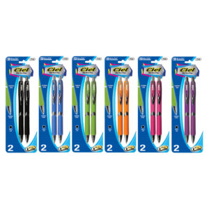 Ciel Oil-Gel Ink Retractable Pen w/ Rubberized Barrel & Metal Clip (2/Pack)