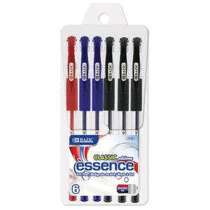 Essence Gel-Pen Asst Color w/ Cushion Grip (6/Pack)