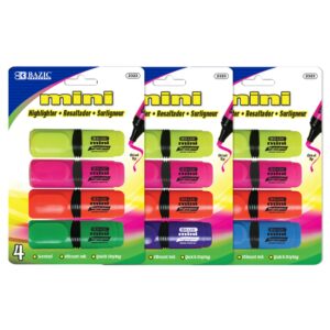 Desk Style Fluorescent Highlighters Mini Asst Color (4/Pack)
