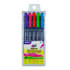 Double Tip Fluorescent Highlighters (5/Pack)