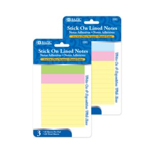 Lined Stick On Notes 3" X 3" 40 Ct. (3/Pack)