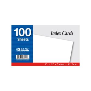 Unruled White Index Card 3" X 5" 100 Ct.