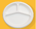 10 Inch 3 Compartment Round Plate (26cm) - 500 PCS/CTN